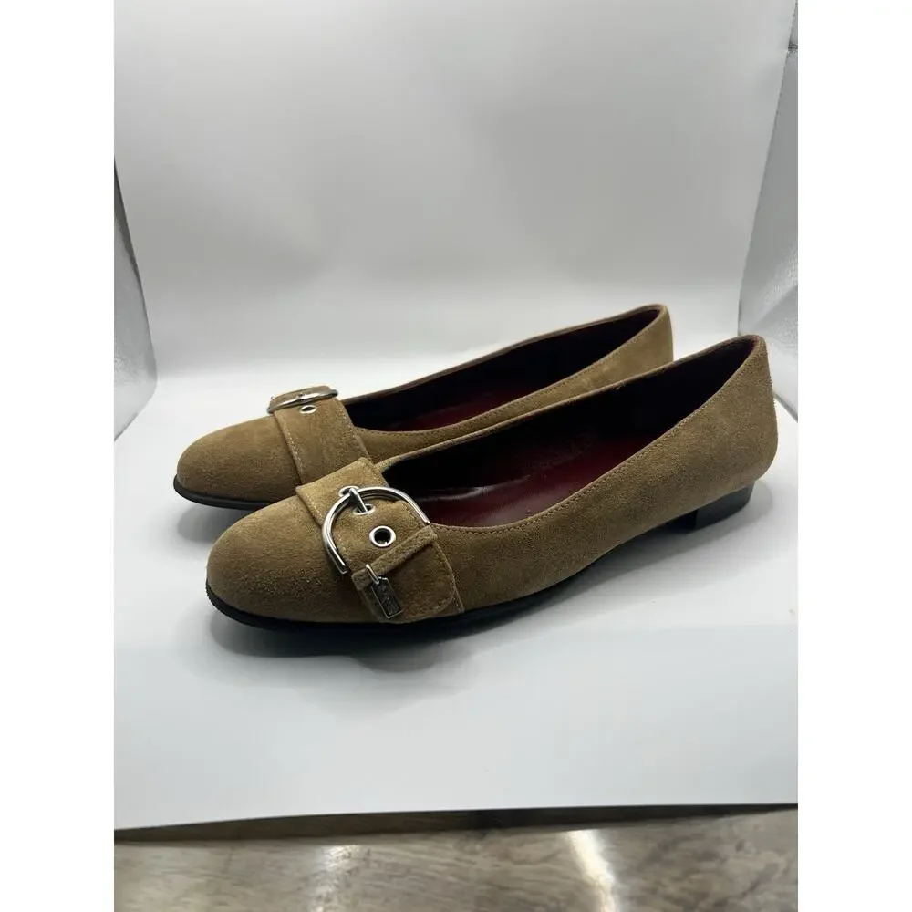 Coach Vintage Breanna Suede p512 Camel Size 7m Brown Leather ballet flats